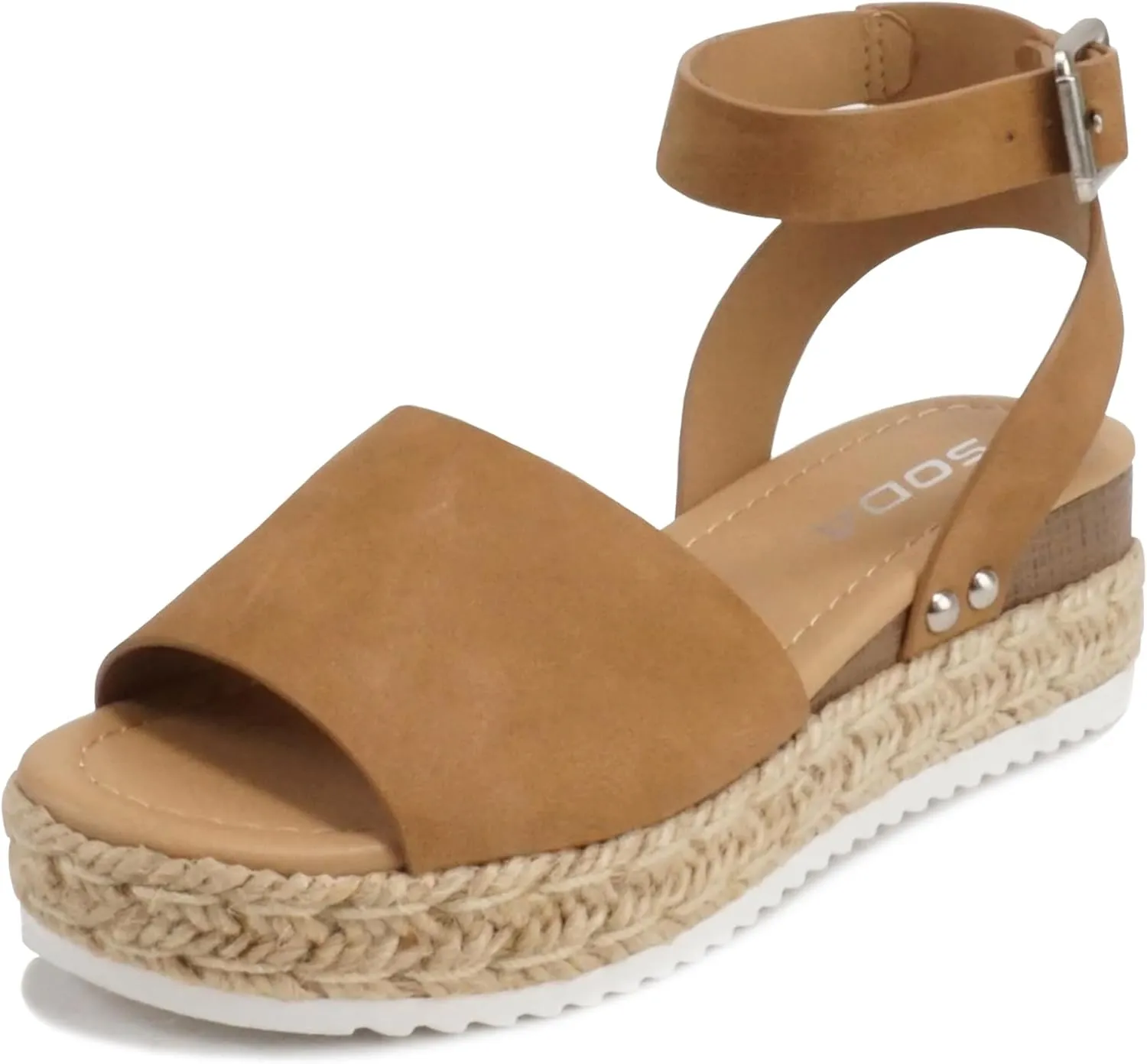 SODA Clip Womens Casual Espadrilles Trim Flatform Studded Wedge