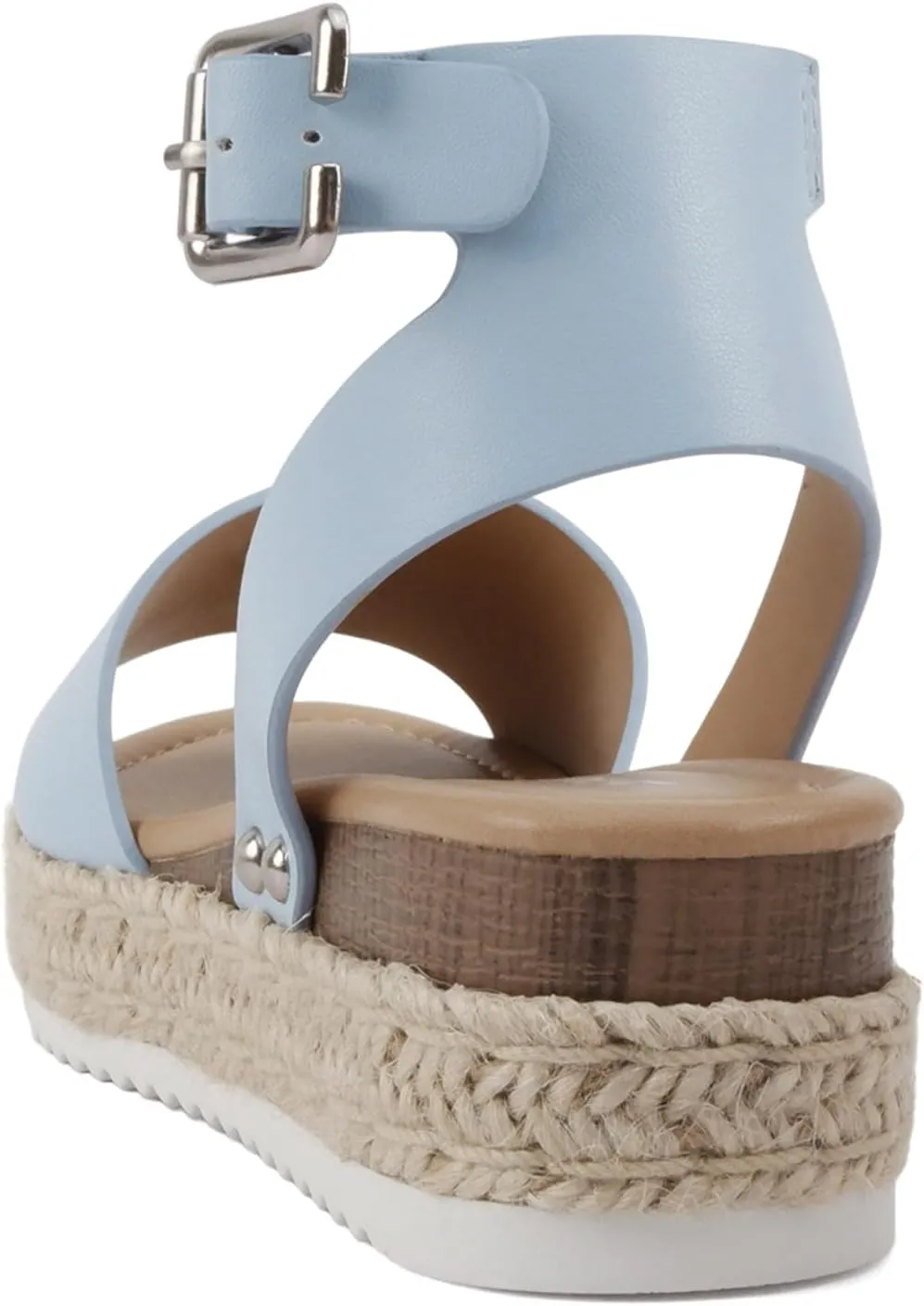 SODA Clip Womens Casual Espadrilles Trim Flatform Studded Wedge
