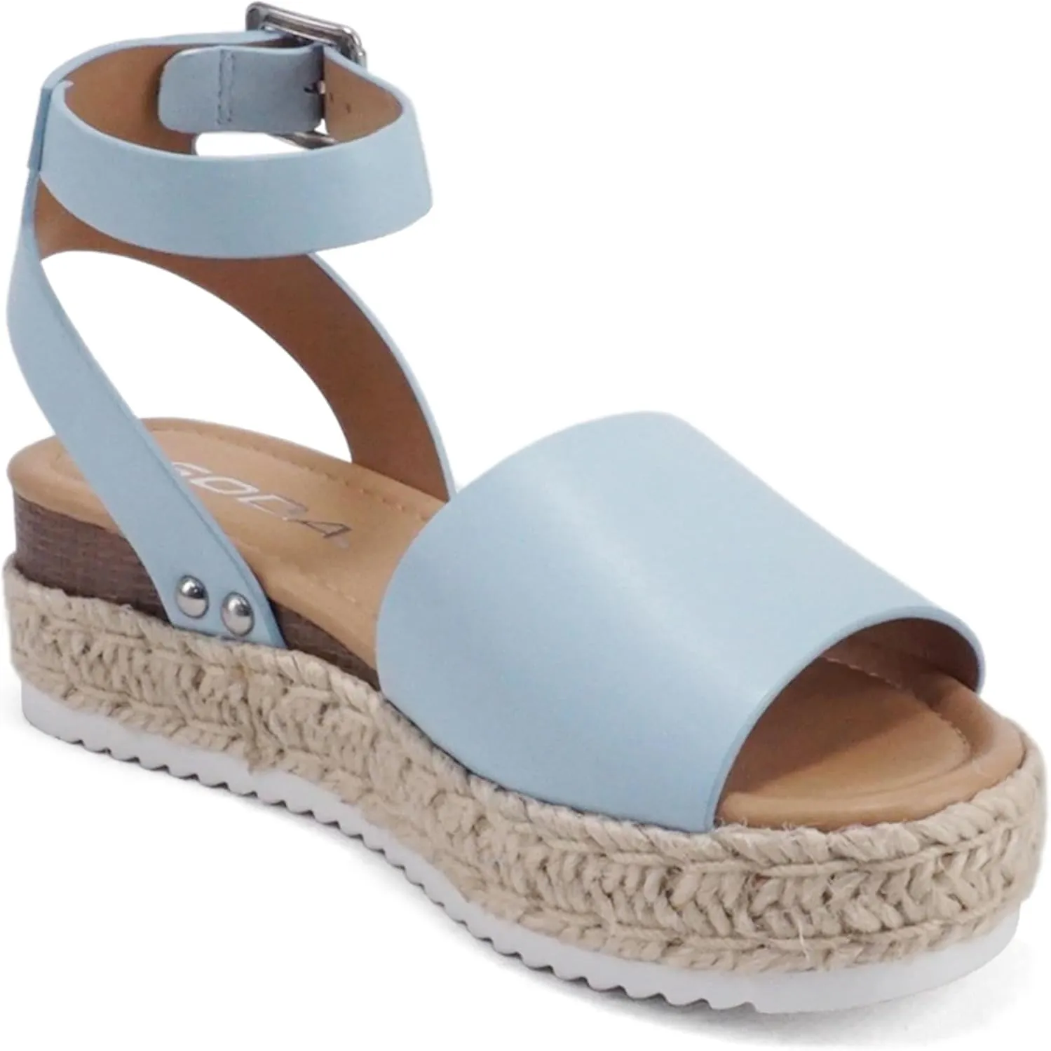 SODA Clip Womens Casual Espadrilles Trim Flatform Studded Wedge