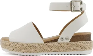 SODA Clip Womens Casual Espadrilles Trim Flatform Studded Wedge