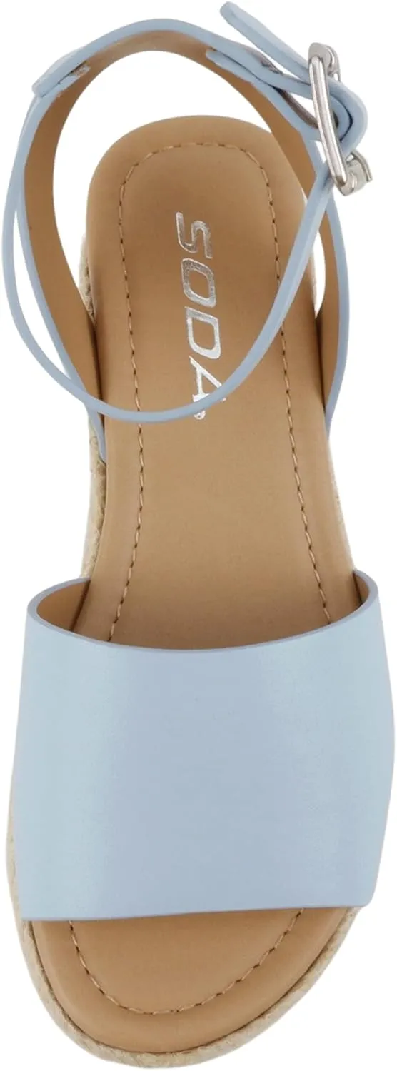 SODA Clip Womens Casual Espadrilles Trim Flatform Studded Wedge