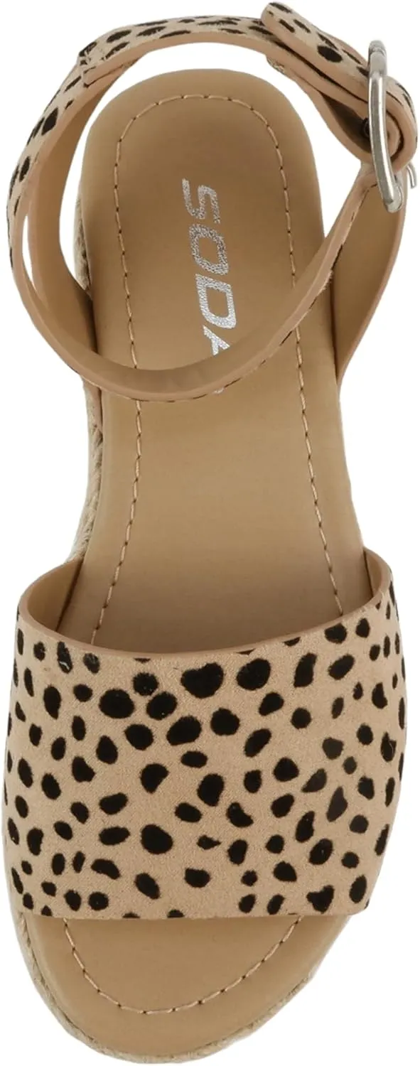 SODA Clip Womens Casual Espadrilles Trim Flatform Studded Wedge