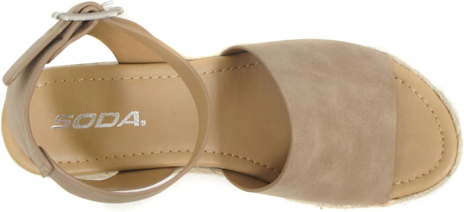 SODA Clip Womens Casual Espadrilles Trim Flatform Studded Wedge