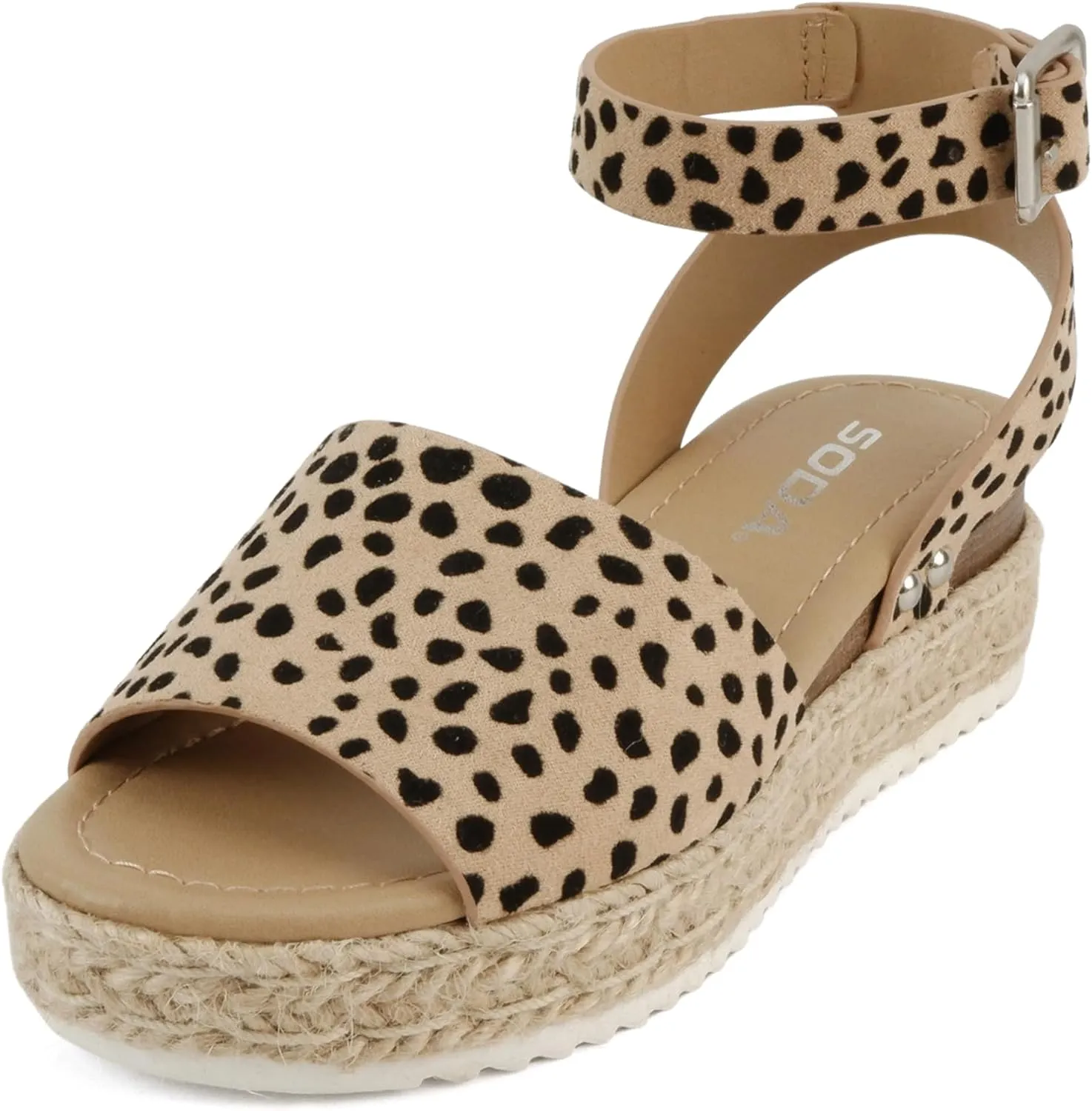 SODA Clip Womens Casual Espadrilles Trim Flatform Studded Wedge