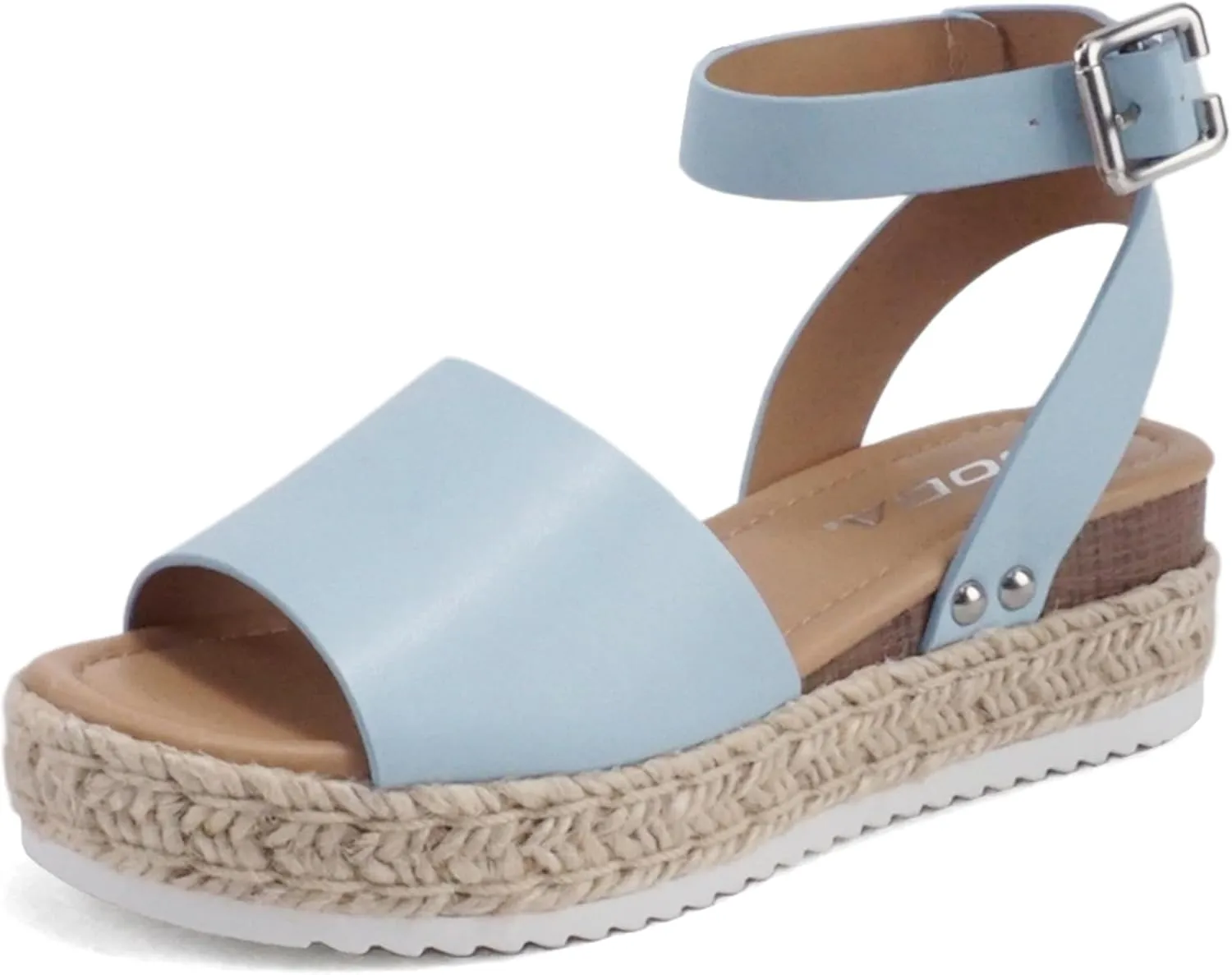 SODA Clip Womens Casual Espadrilles Trim Flatform Studded Wedge