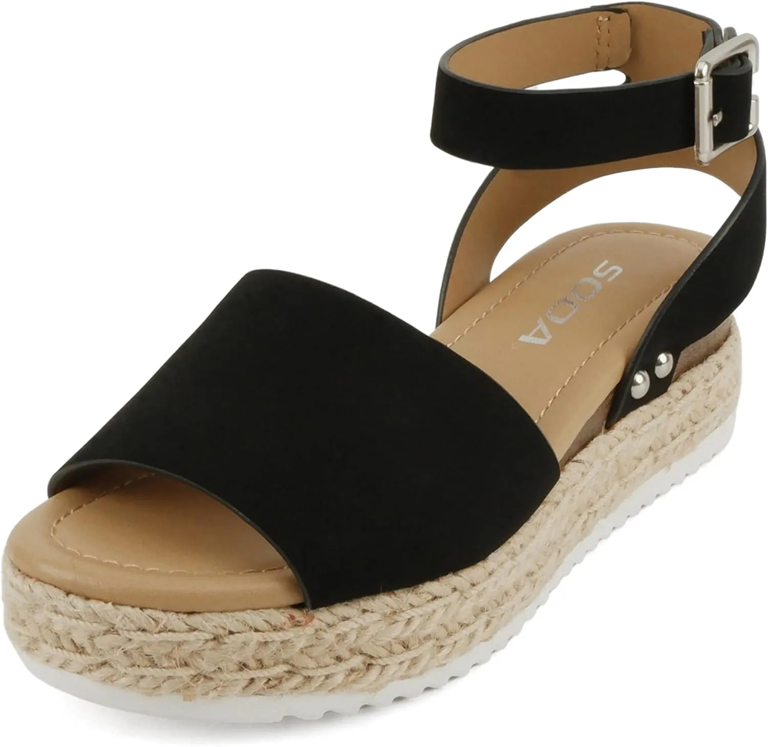 SODA Clip Womens Casual Espadrilles Trim Flatform Studded Wedge