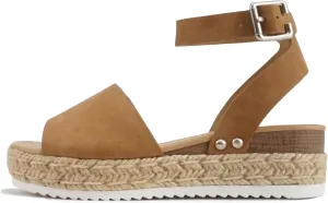 SODA Clip Womens Casual Espadrilles Trim Flatform Studded Wedge
