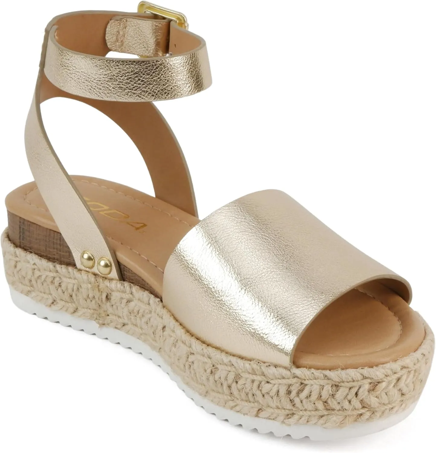 SODA Clip Womens Casual Espadrilles Trim Flatform Studded Wedge