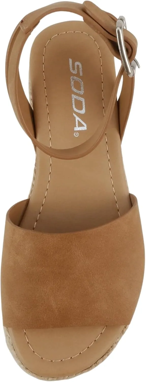 SODA Clip Womens Casual Espadrilles Trim Flatform Studded Wedge