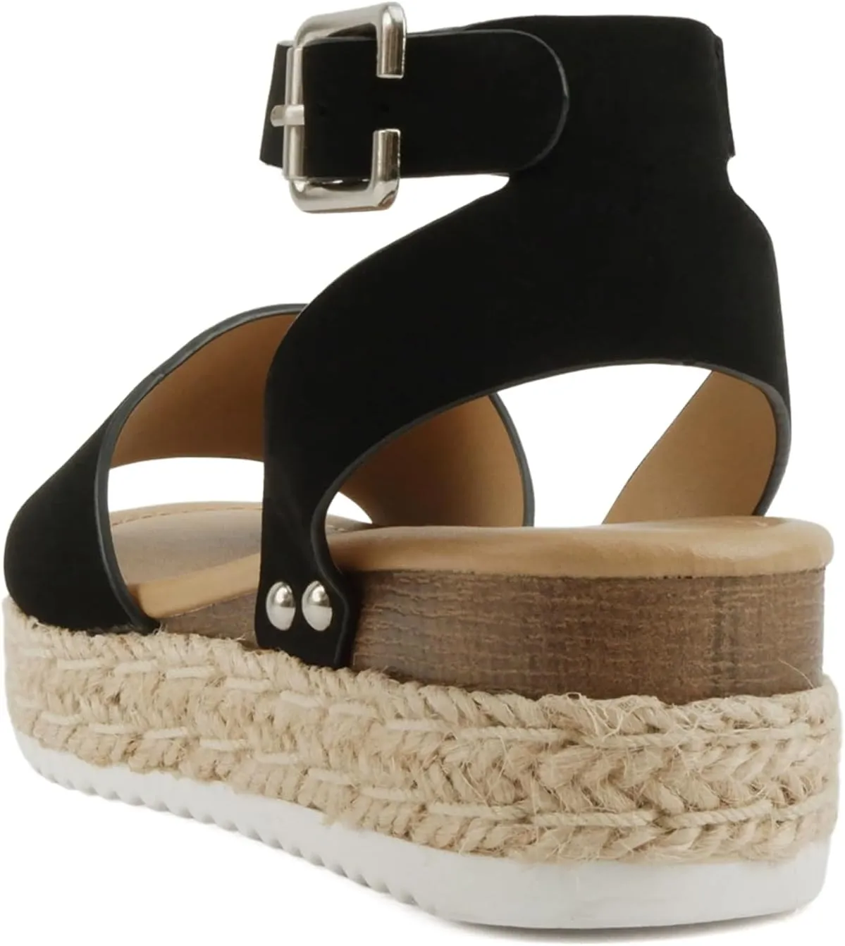 SODA Clip Womens Casual Espadrilles Trim Flatform Studded Wedge