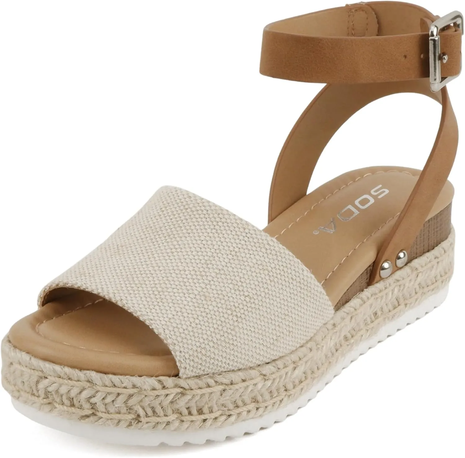 SODA Clip Womens Casual Espadrilles Trim Flatform Studded Wedge