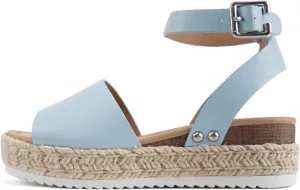 SODA Clip Womens Casual Espadrilles Trim Flatform Studded Wedge