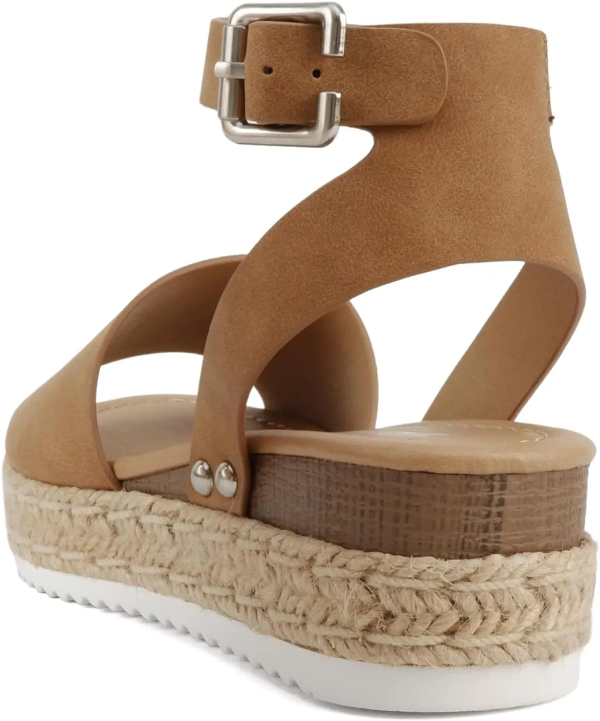 SODA Clip Womens Casual Espadrilles Trim Flatform Studded Wedge