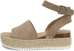 SODA Clip Womens Casual Espadrilles Trim Flatform Studded Wedge