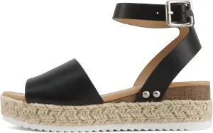 SODA Clip Womens Casual Espadrilles Trim Flatform Studded Wedge