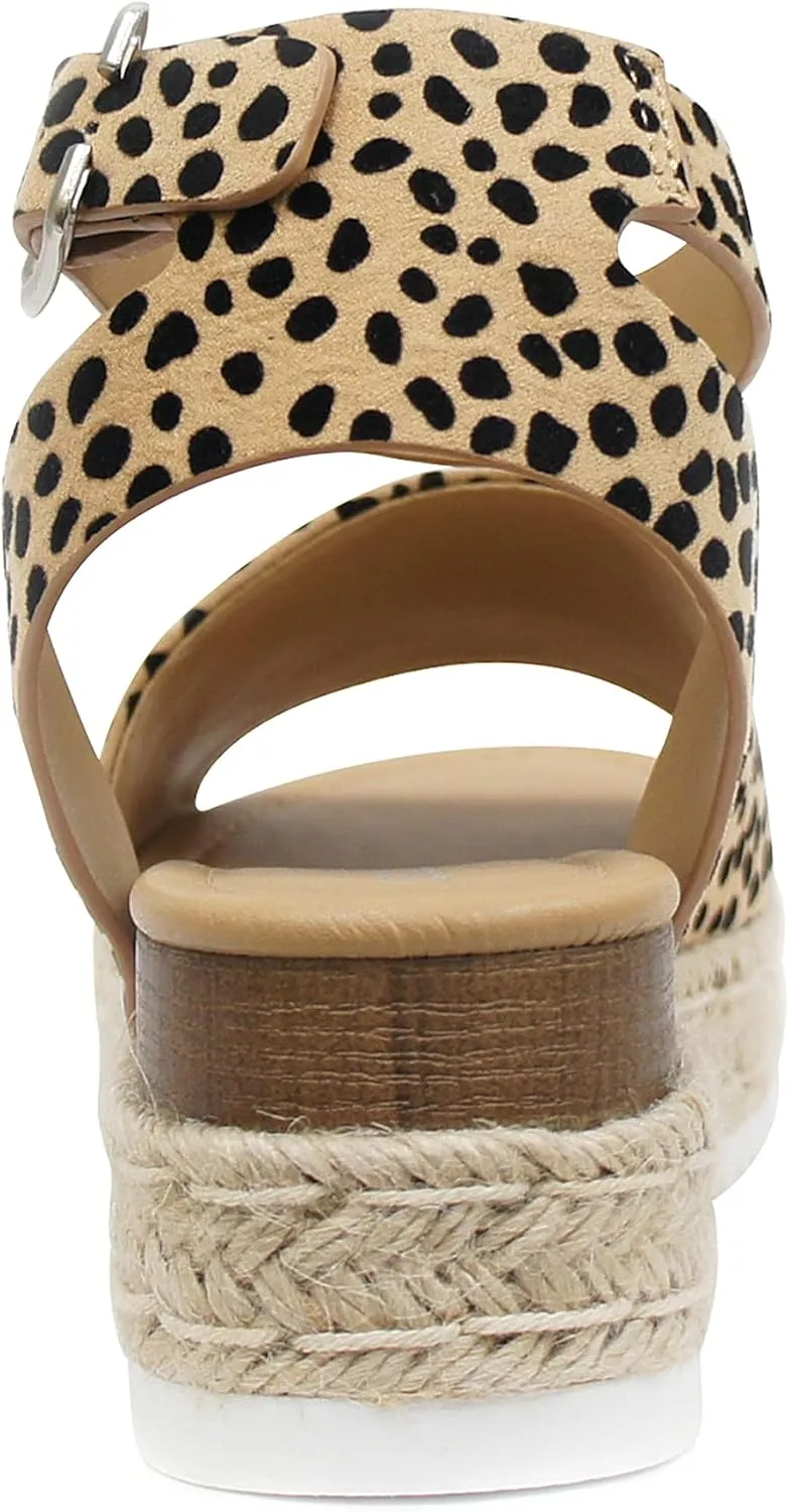 Soda Topic Open Toe Buckle Ankle Strap Espadrilles Flatform Wedge Casual Sandal