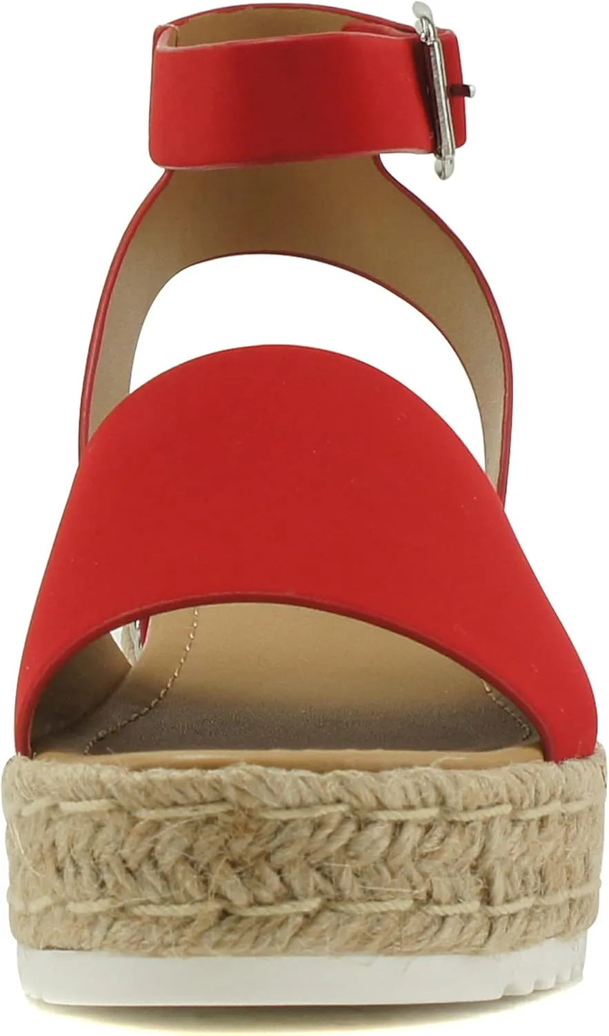Soda Topic Open Toe Buckle Ankle Strap Espadrilles Flatform Wedge Casual Sandal