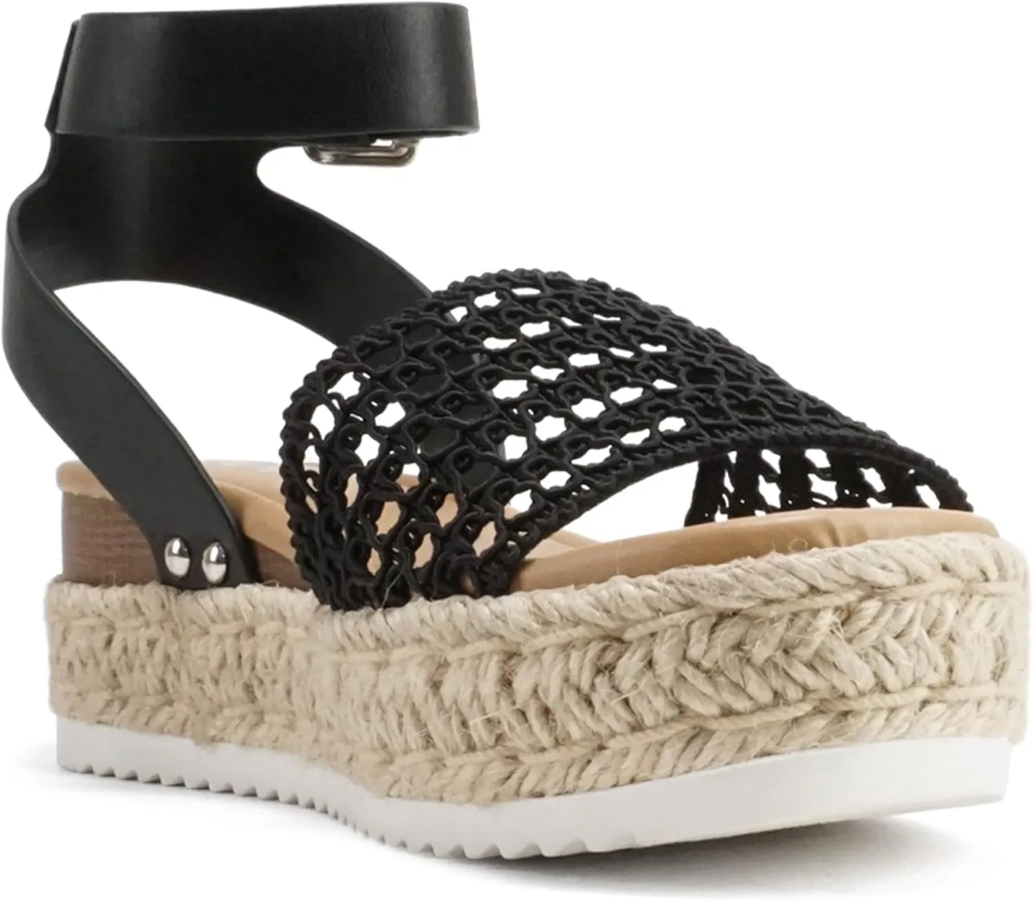 Soda Topic Open Toe Buckle Ankle Strap Espadrilles Flatform Wedge Casual Sandal