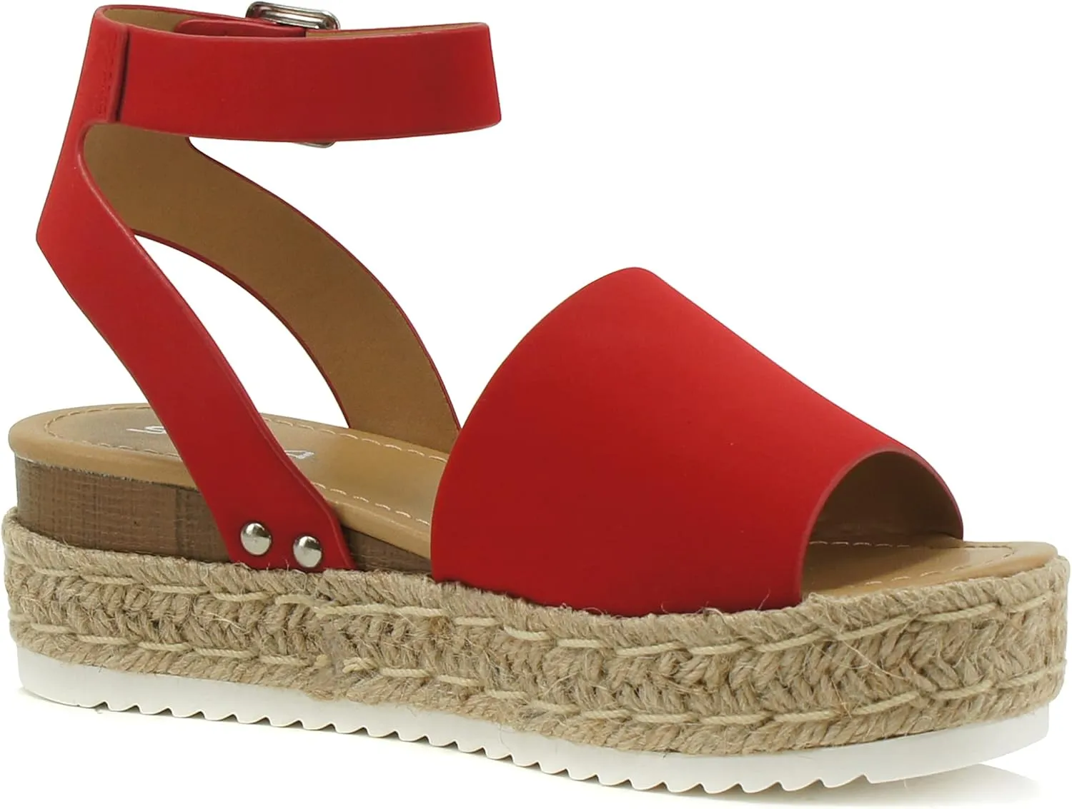 Soda Topic Open Toe Buckle Ankle Strap Espadrilles Flatform Wedge Casual Sandal