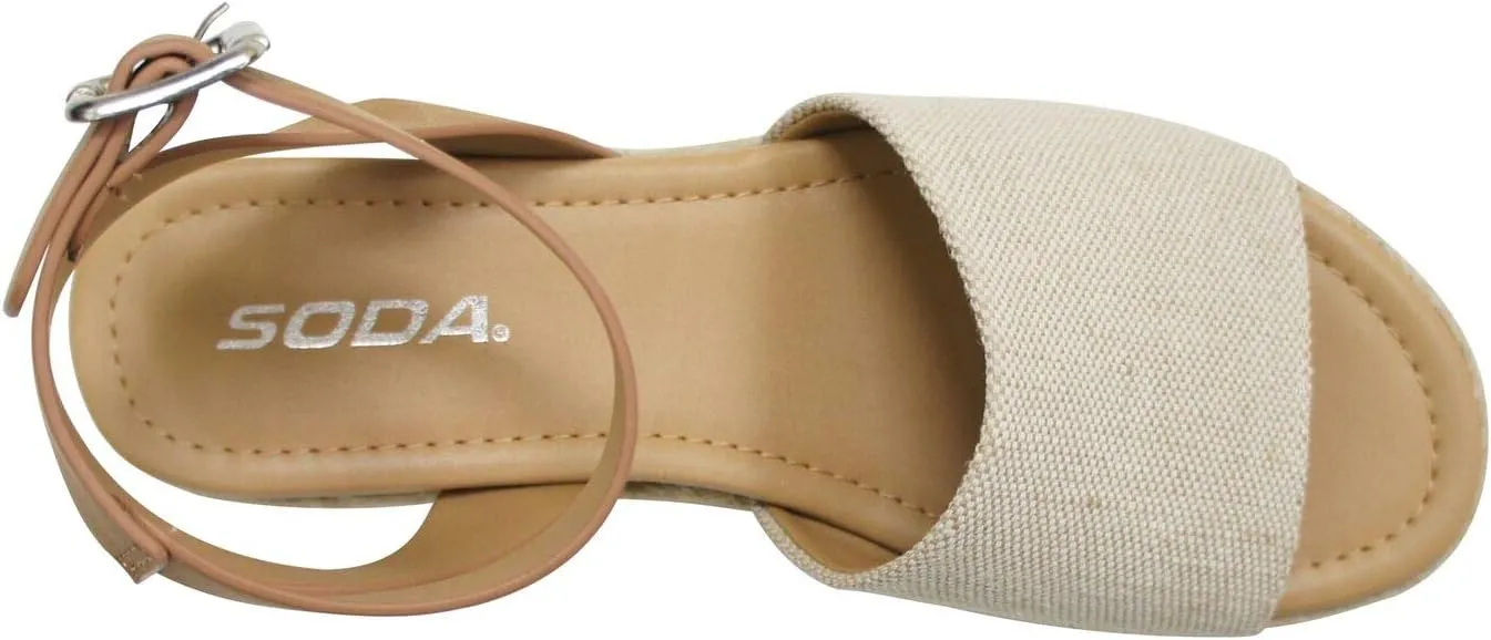 Soda Topic Open Toe Buckle Ankle Strap Espadrilles Flatform Wedge Casual Sandal