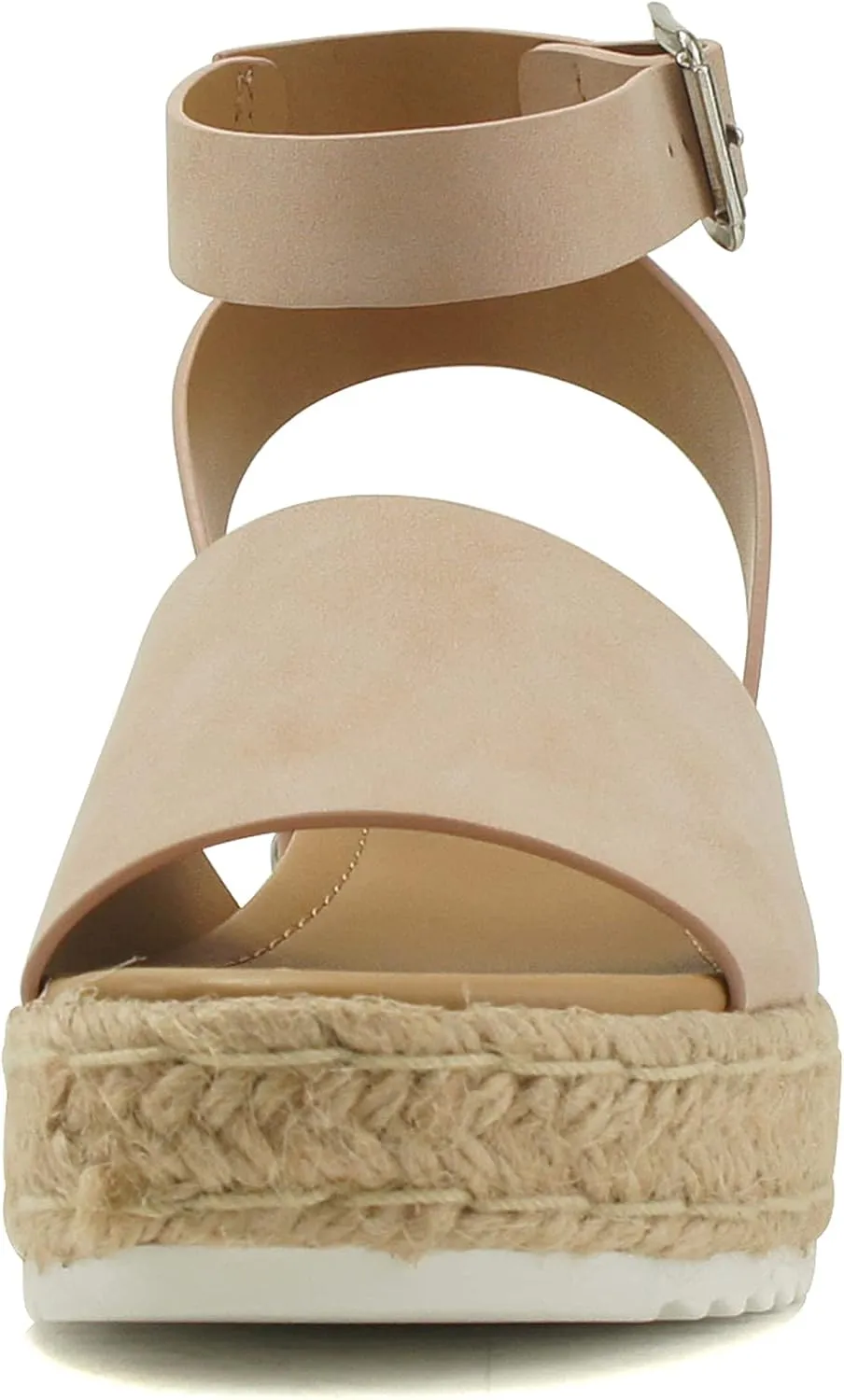 Soda Topic Open Toe Buckle Ankle Strap Espadrilles Flatform Wedge Casual Sandal