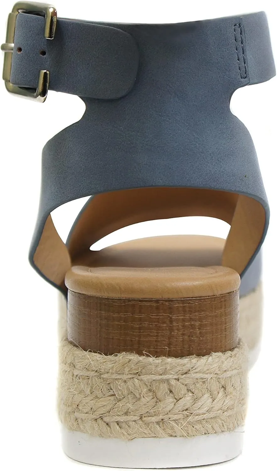 Soda Topic Open Toe Buckle Ankle Strap Espadrilles Flatform Wedge Casual Sandal