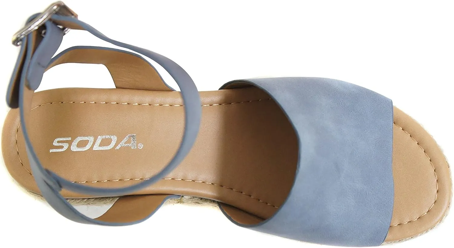 Soda Topic Open Toe Buckle Ankle Strap Espadrilles Flatform Wedge Casual Sandal