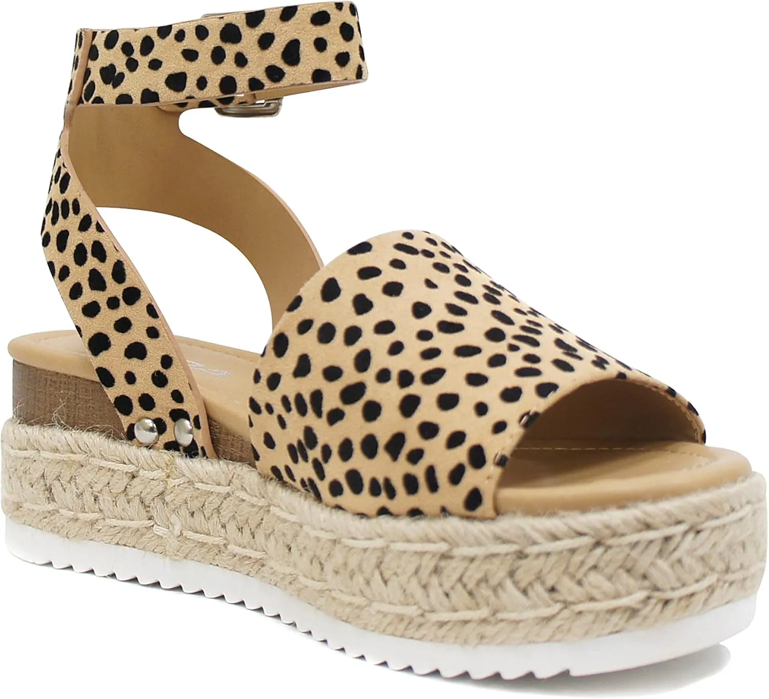 Soda Topic Open Toe Buckle Ankle Strap Espadrilles Flatform Wedge Casual Sandal