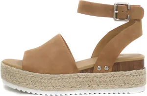 Soda Women's Topic Black Nubuck Syntheticsandals (Tan Nubuck, numeric_7)