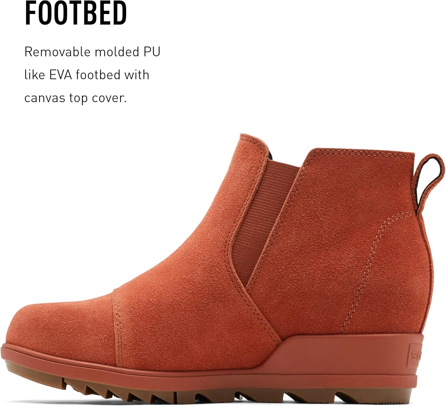 Sorel Women's Evie Pull-On Bootie — Waterproof Suede Leather — Wedge Ankle Booties
