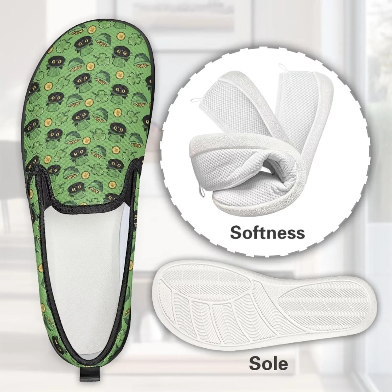St. Patrick's Day Women's Casual Flats Anti-Skid Slip On Walking Shoes Comfort Lightweight for Holiday Vacation