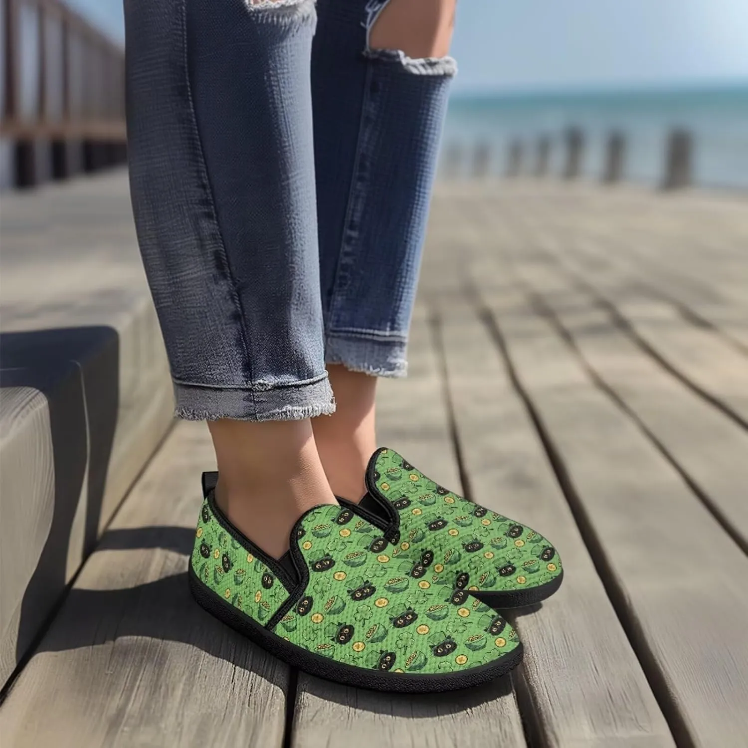 St. Patrick's Day Women's Casual Flats Anti-Skid Slip On Walking Shoes Comfort Lightweight for Holiday Vacation