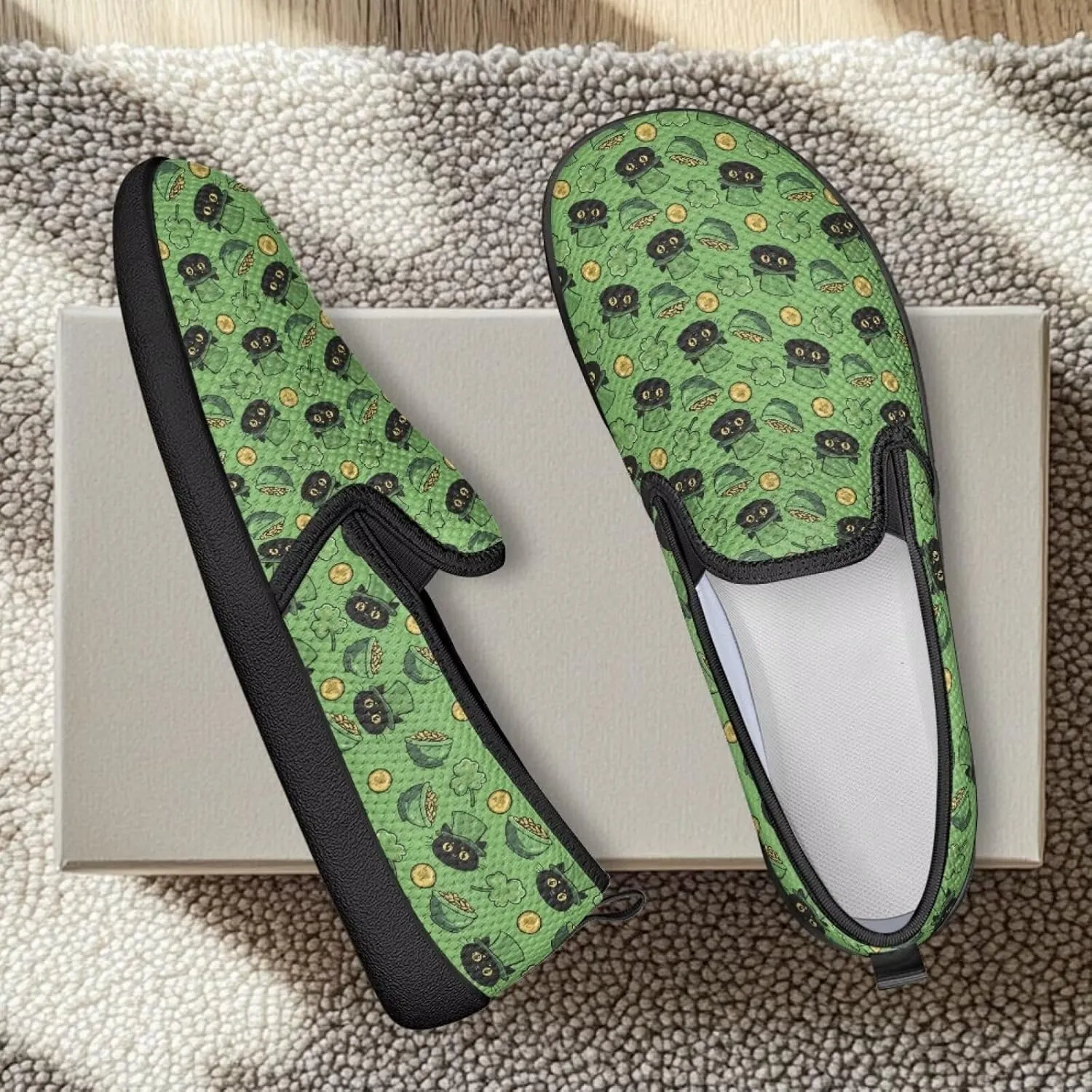St. Patrick's Day Women's Casual Flats Anti-Skid Slip On Walking Shoes Comfort Lightweight for Holiday Vacation