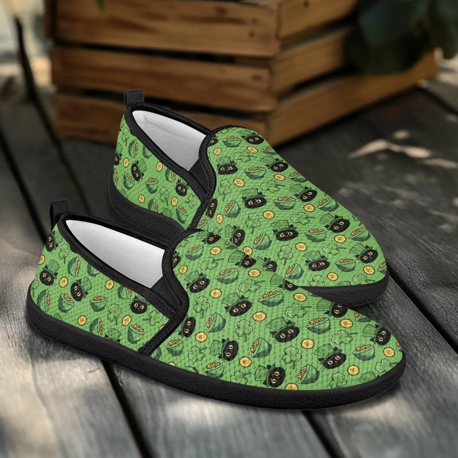 St. Patrick's Day Women's Casual Flats Anti-Skid Slip On Walking Shoes Comfort Lightweight for Holiday Vacation