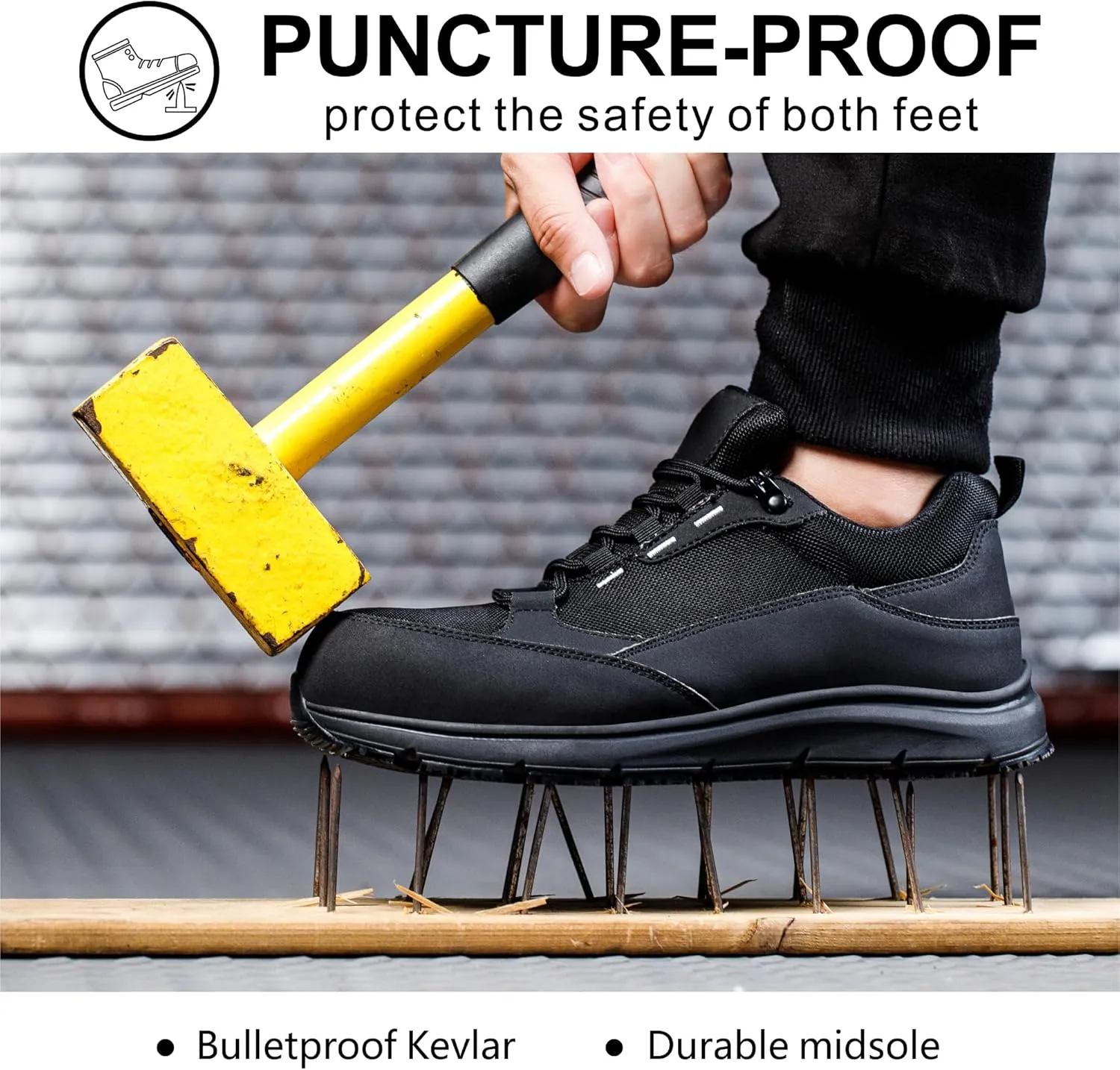 Steel Toe Non Slip Work Shoes for Men Women丨Waterproof Lightweight Safety Sneakers