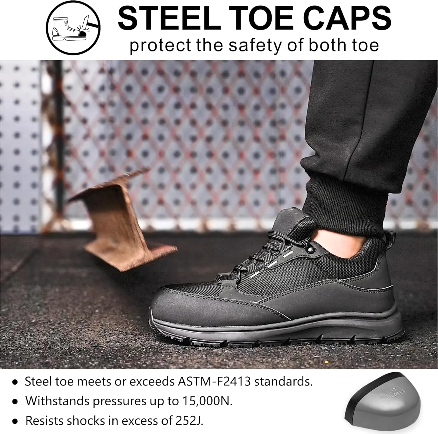 Steel Toe Non Slip Work Shoes for Men Women丨Waterproof Lightweight Safety Sneakers