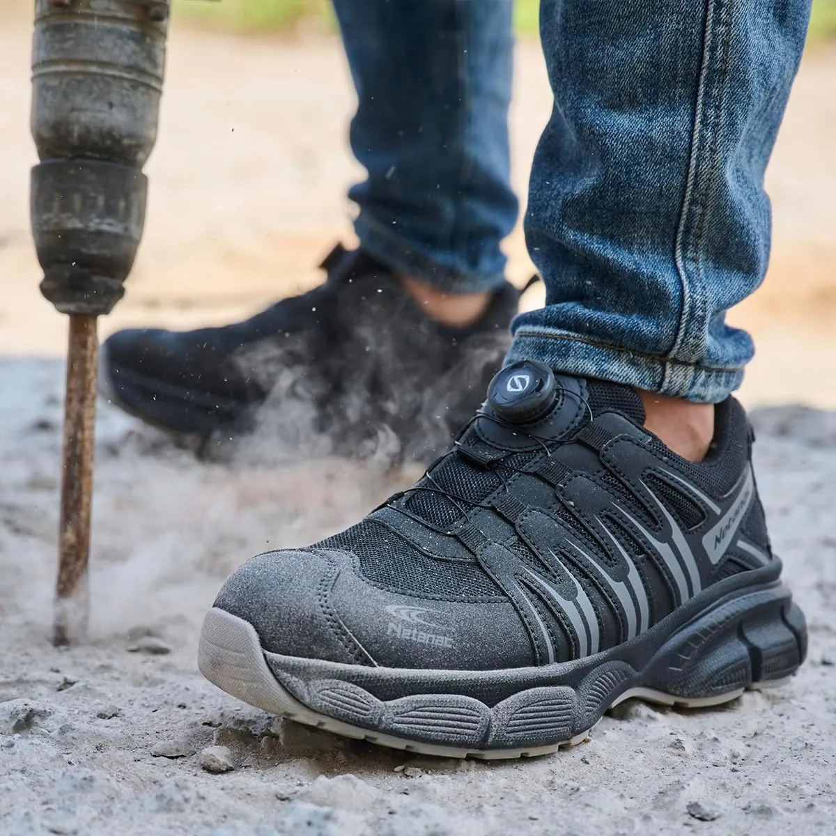 Steel Toe Shoes for Men Women, Comfortable Breathable Safety Sneakers, Lightweight Wide Work Shoes with Durable Soft Sole