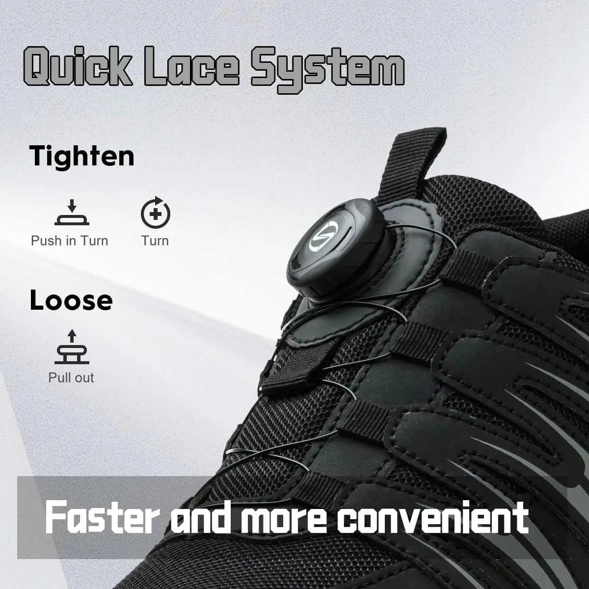 Steel Toe Shoes for Men Women, Comfortable Breathable Safety Sneakers, Lightweight Wide Work Shoes with Durable Soft Sole
