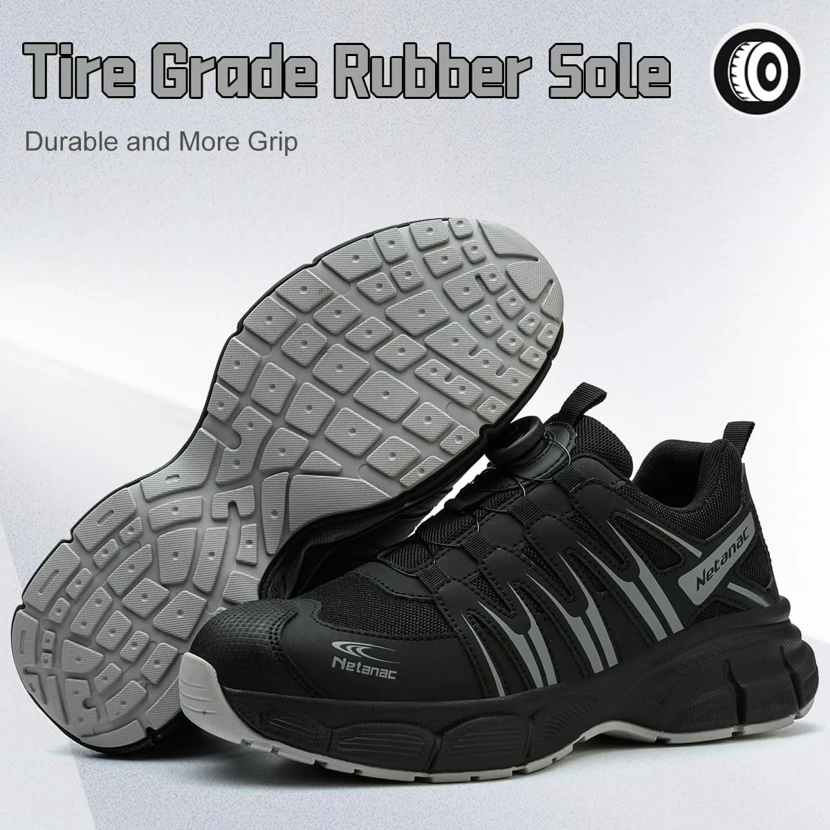 Steel Toe Shoes for Men Women, Comfortable Breathable Safety Sneakers, Lightweight Wide Work Shoes with Durable Soft Sole