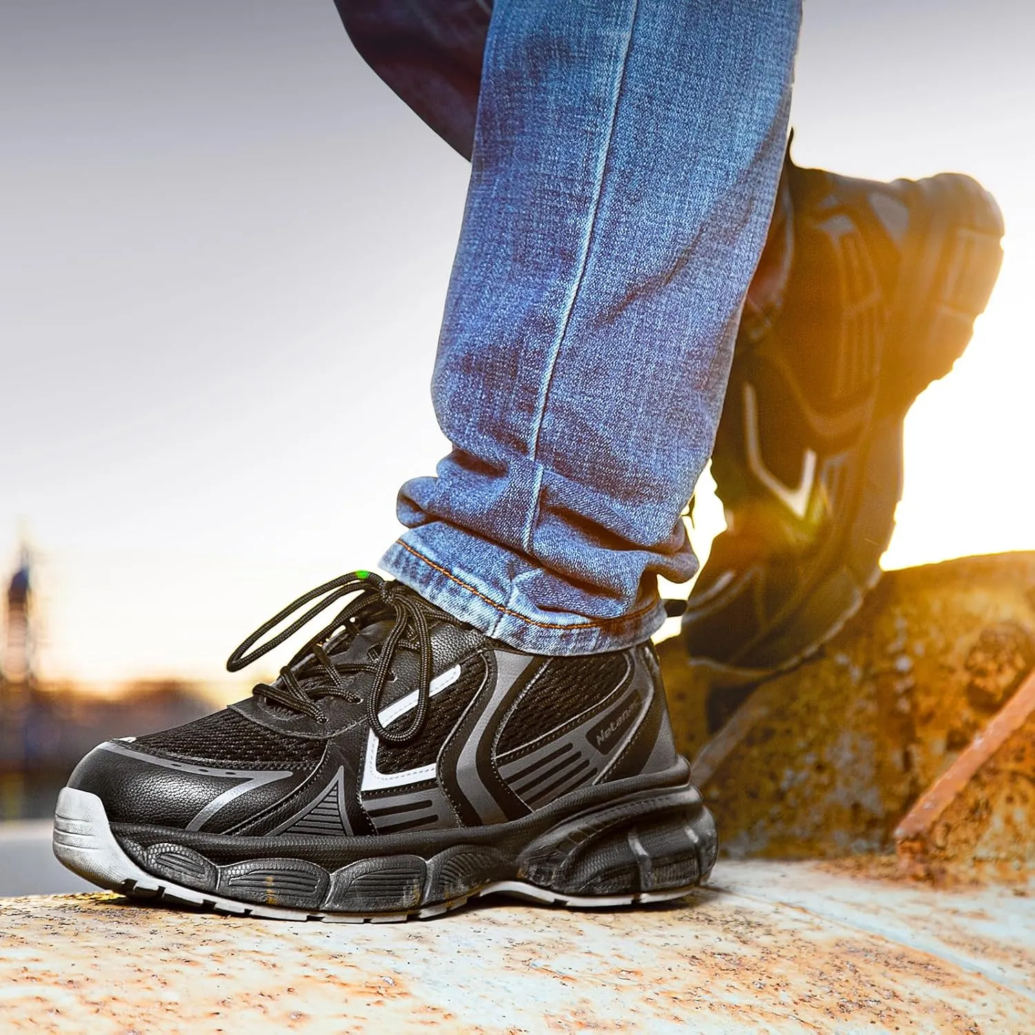 Steel Toe Shoes for Men Women, Comfortable Breathable Safety Sneakers, Lightweight Wide Work Shoes with Durable Soft Sole
