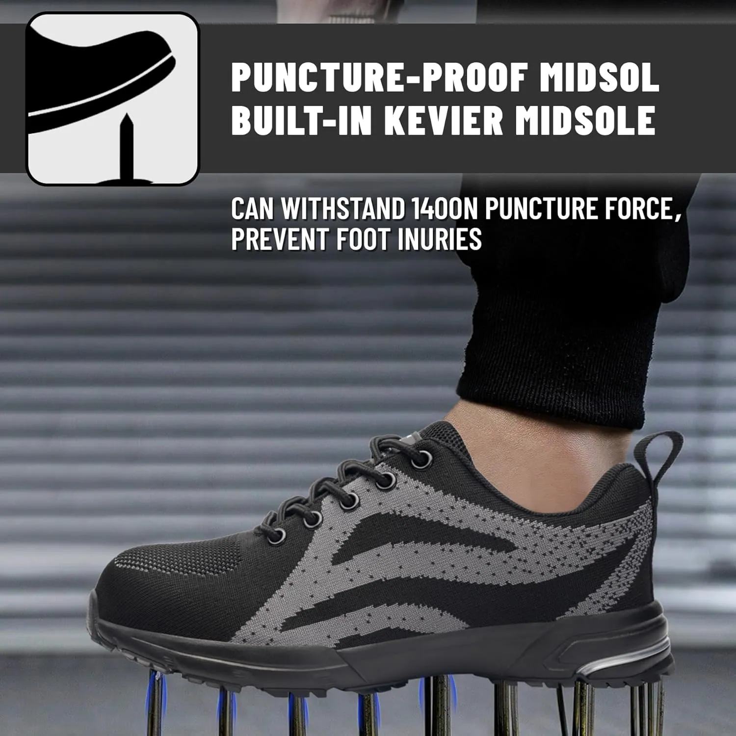 Steel Toe Shoes for Men Women Work Safety Shoes Comfortable Lightweight Puncture Proof Slip Resistant Indestructible Warehouse Industry Construction Shoes