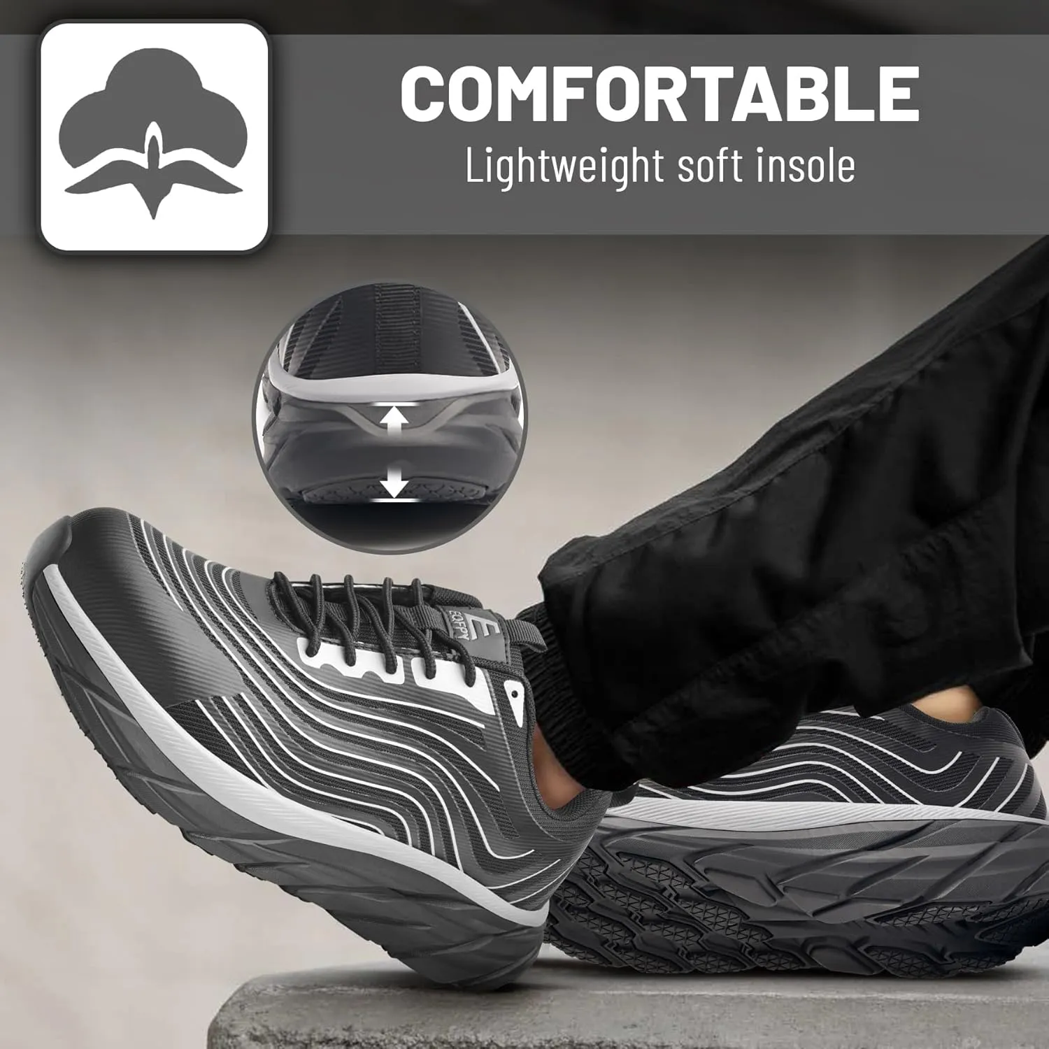 Steel Toe Shoes for Men Women Work Safety Shoes Comfortable Lightweight Puncture Proof Slip Resistant Indestructible Warehouse Industry Construction Shoes