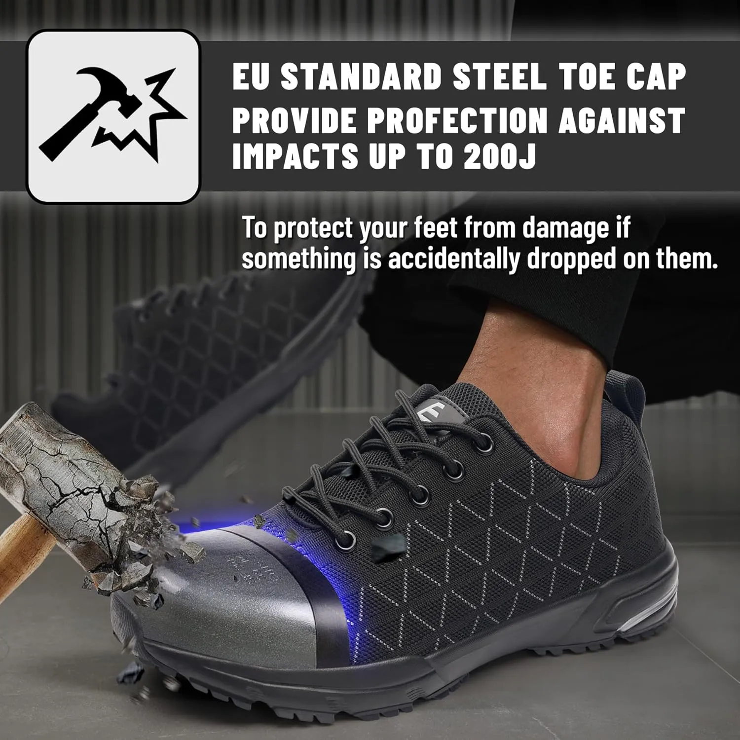Steel Toe Shoes for Men Women Work Safety Shoes Comfortable Lightweight Puncture Proof Slip Resistant Indestructible Warehouse Industry Construction Shoes