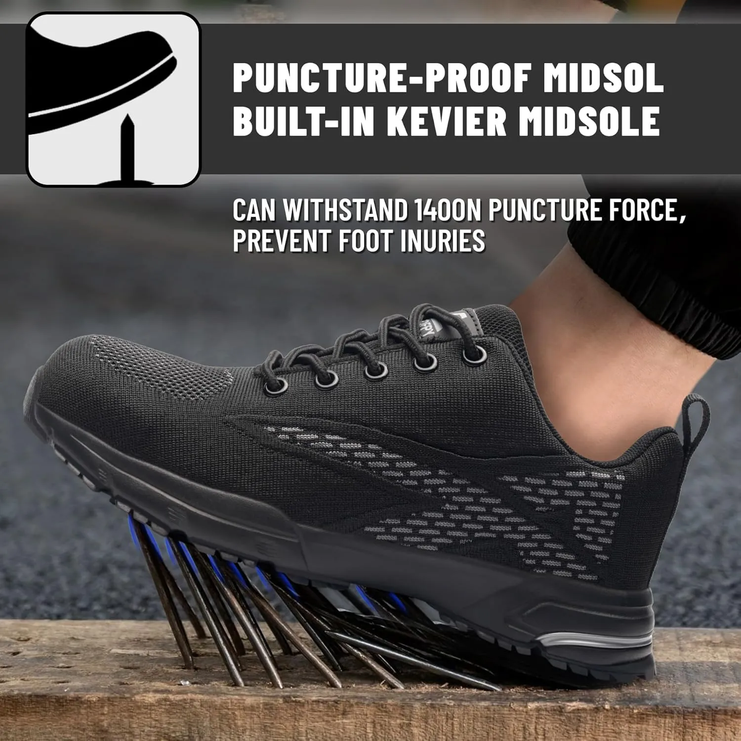 Steel Toe Shoes for Men Women Work Safety Shoes Comfortable Lightweight Puncture Proof Slip Resistant Indestructible Warehouse Industry Construction Shoes