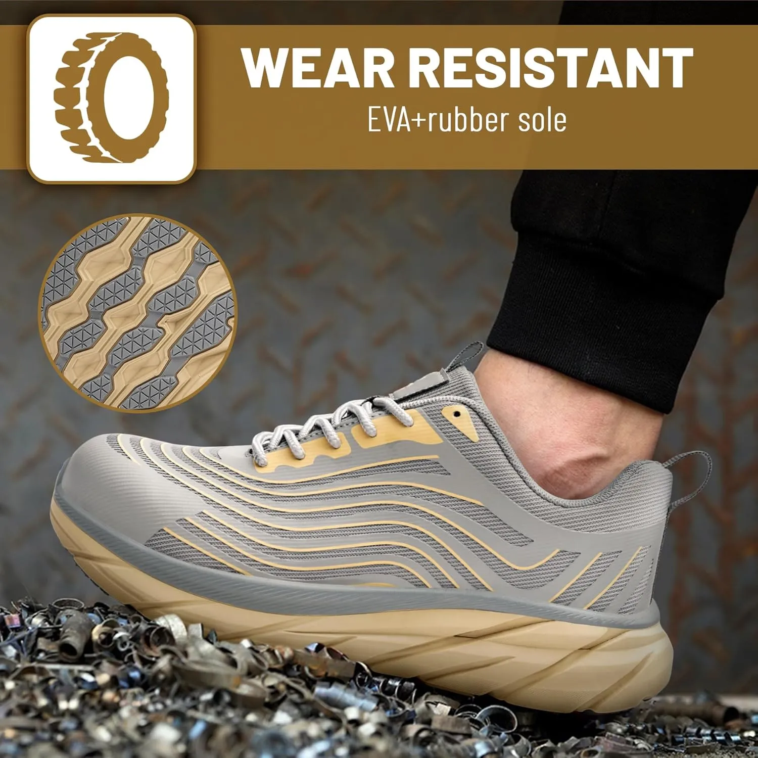 Steel Toe Shoes for Men Women Work Safety Shoes Comfortable Lightweight Puncture Proof Slip Resistant Indestructible Warehouse Industry Construction Shoes