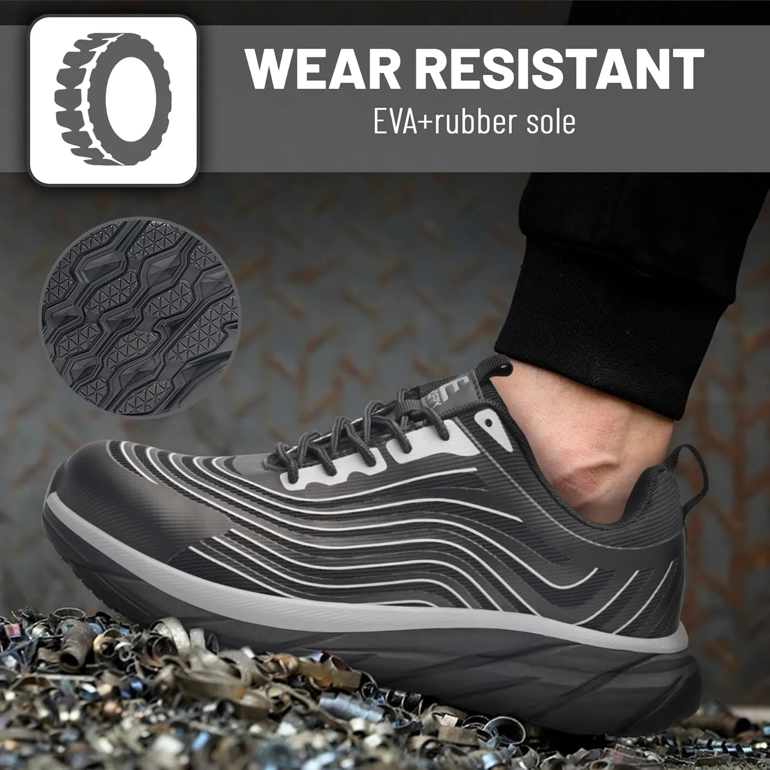 Steel Toe Shoes for Men Women Work Safety Shoes Comfortable Lightweight Puncture Proof Slip Resistant Indestructible Warehouse Industry Construction Shoes