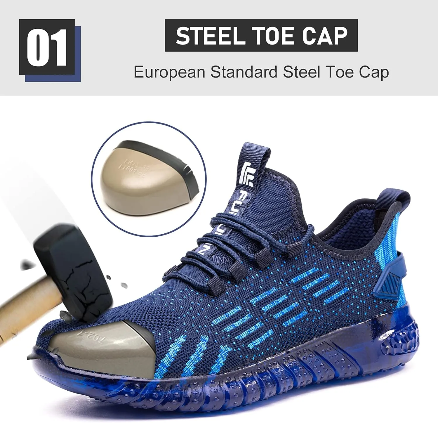 Steel Toe Shoes for Men Work Women Lightweight Air Cushion Sneakers Slip Resistant Safety Work Boots Indestructible Shoes