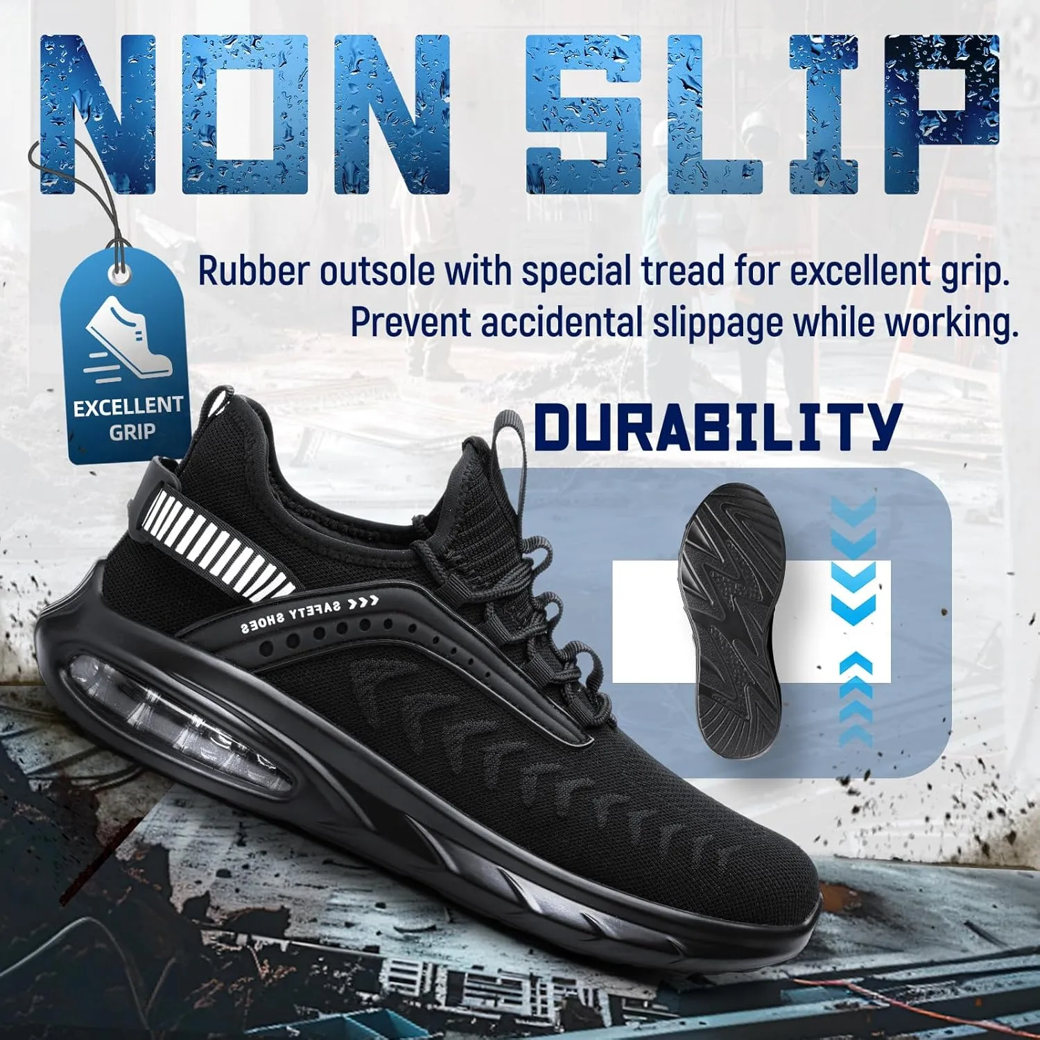Steel Toe Shoes for Men Work Women Lightweight Air Cushion Sneakers Slip Resistant Safety Work Boots Indestructible Shoes