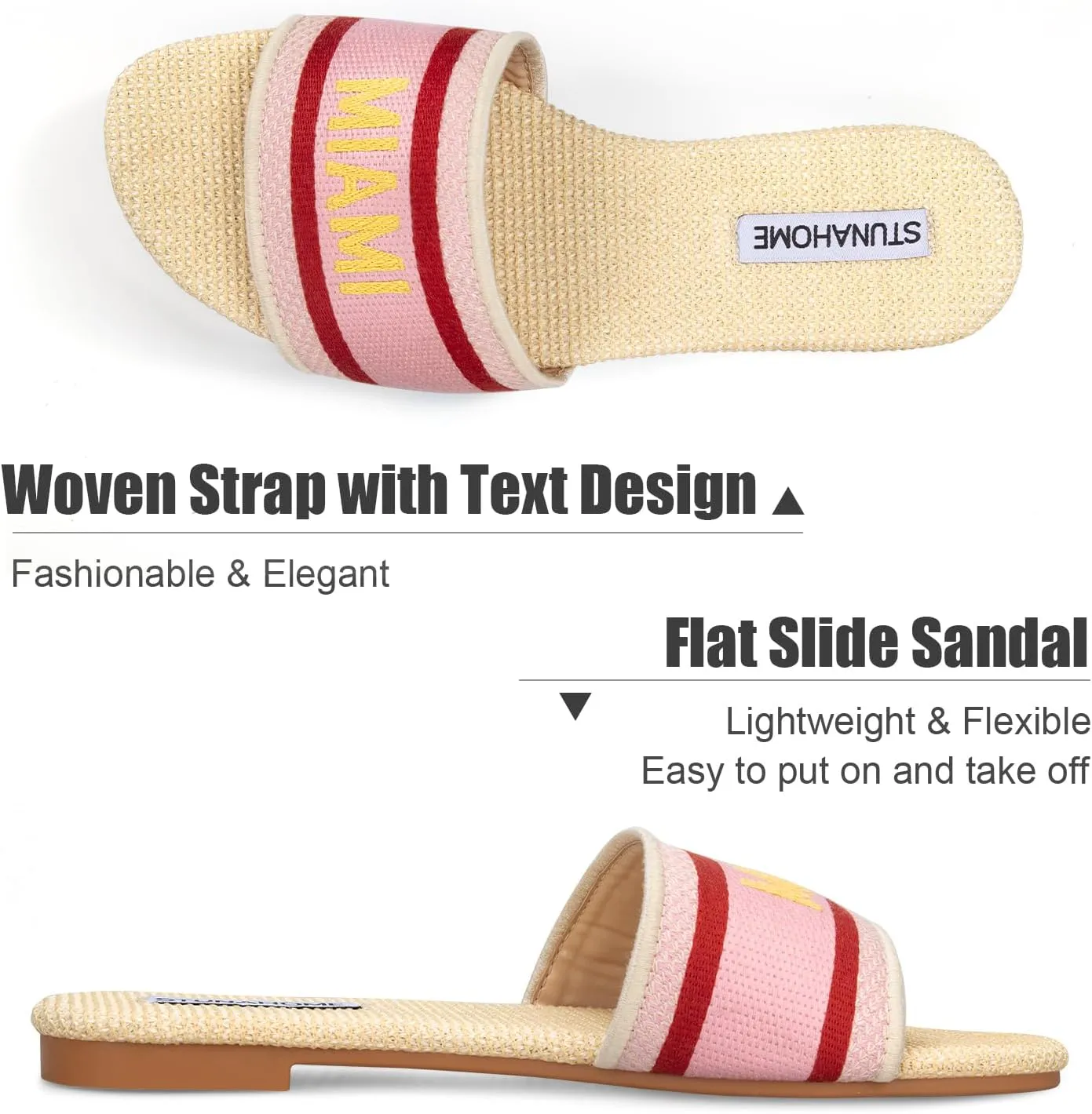 STUNAHOME Summer Flat Sandals for Women Fashion slide Sandals Womens