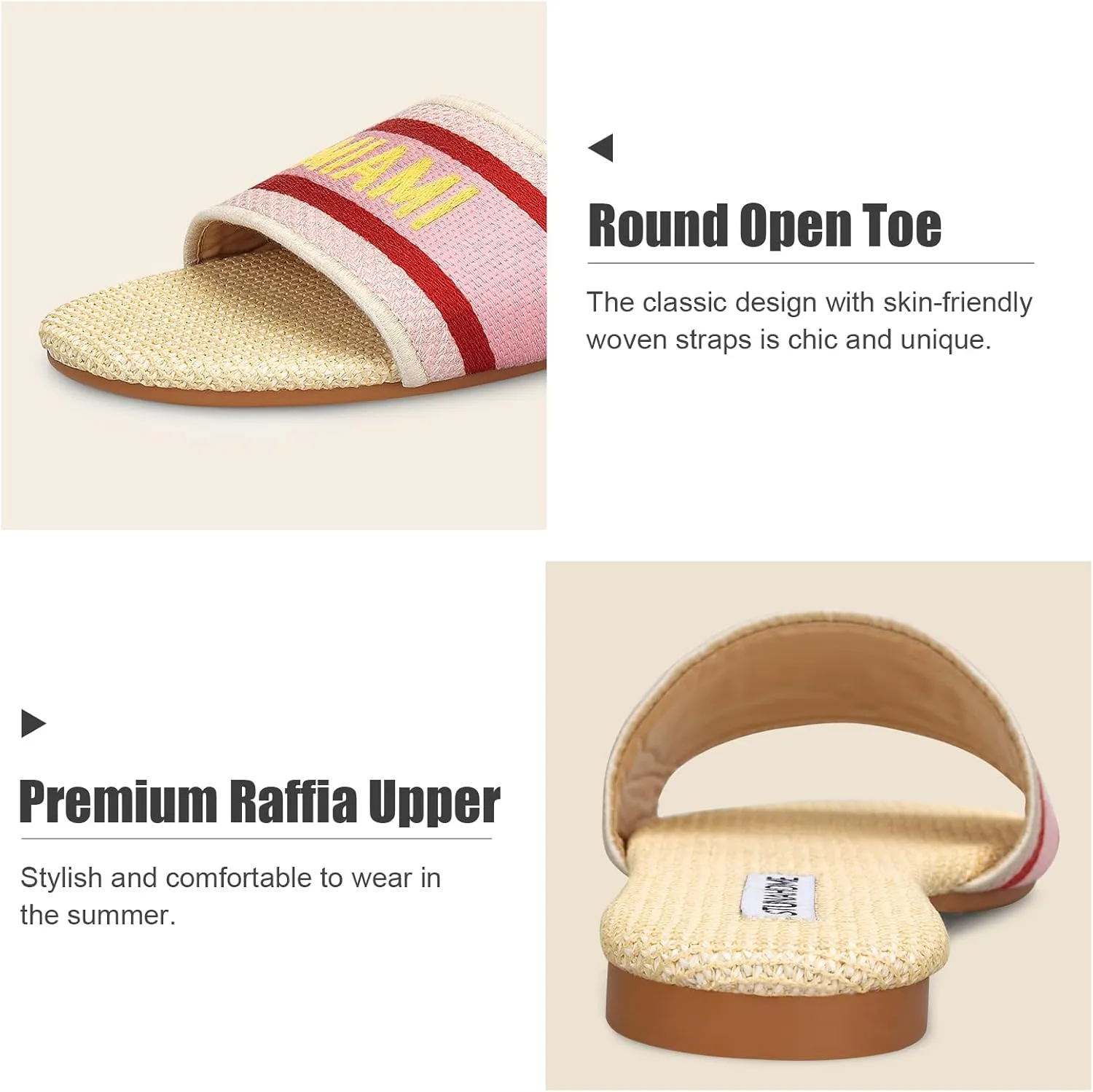 STUNAHOME Summer Flat Sandals for Women Fashion slide Sandals Womens